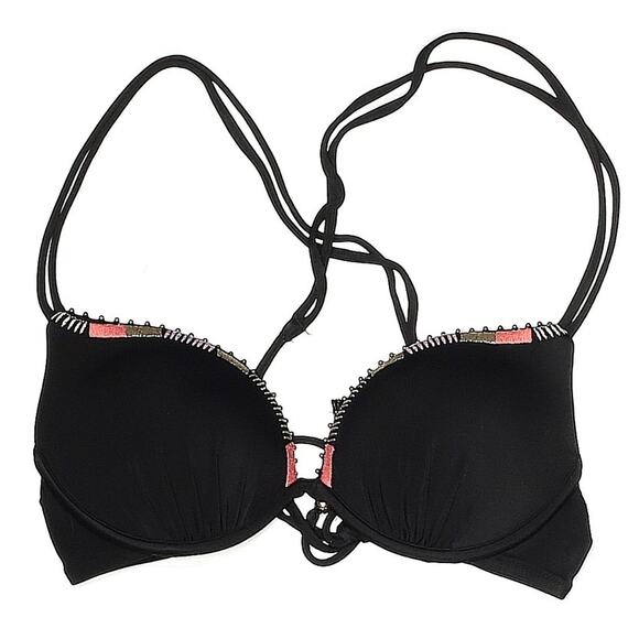 Victoria's Secret Push Up Bikini Top With Tassel Edge And Embroidery Size 34A - Picture 1 of 3